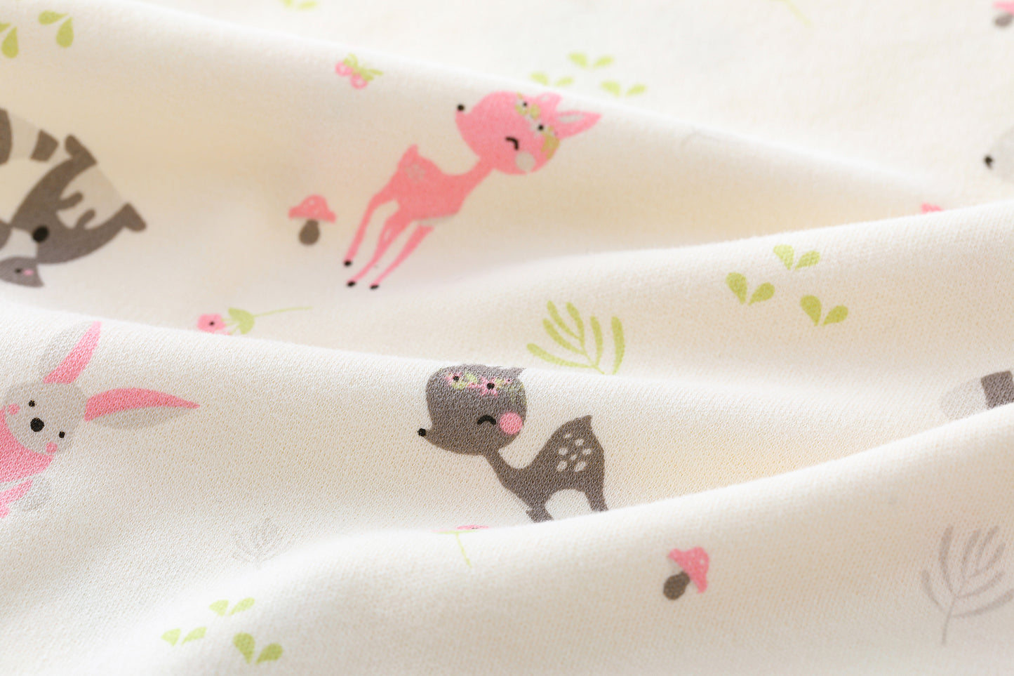Short Sleeve Deer Print-White Bodysuit