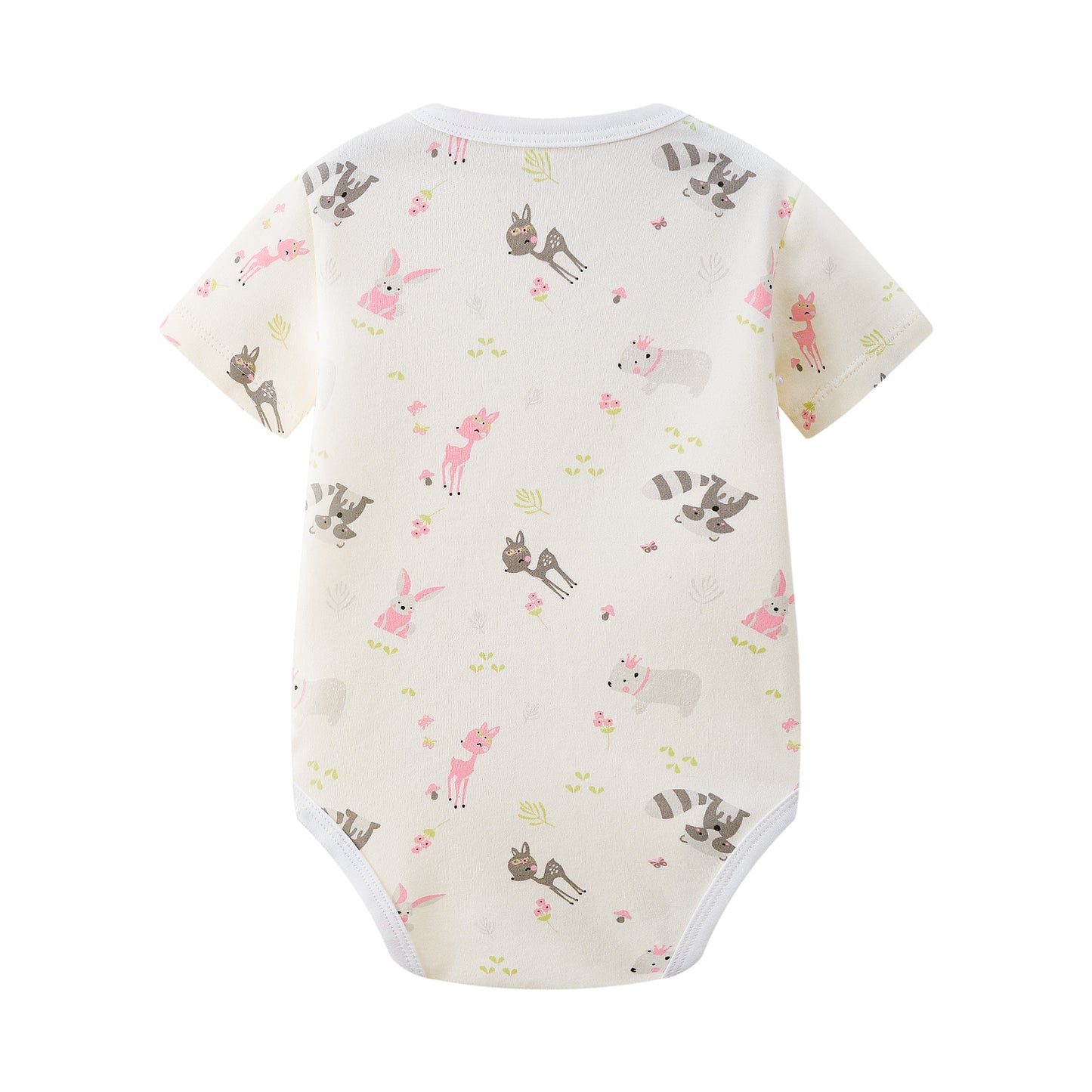 Short Sleeve Deer Print-White Bodysuit