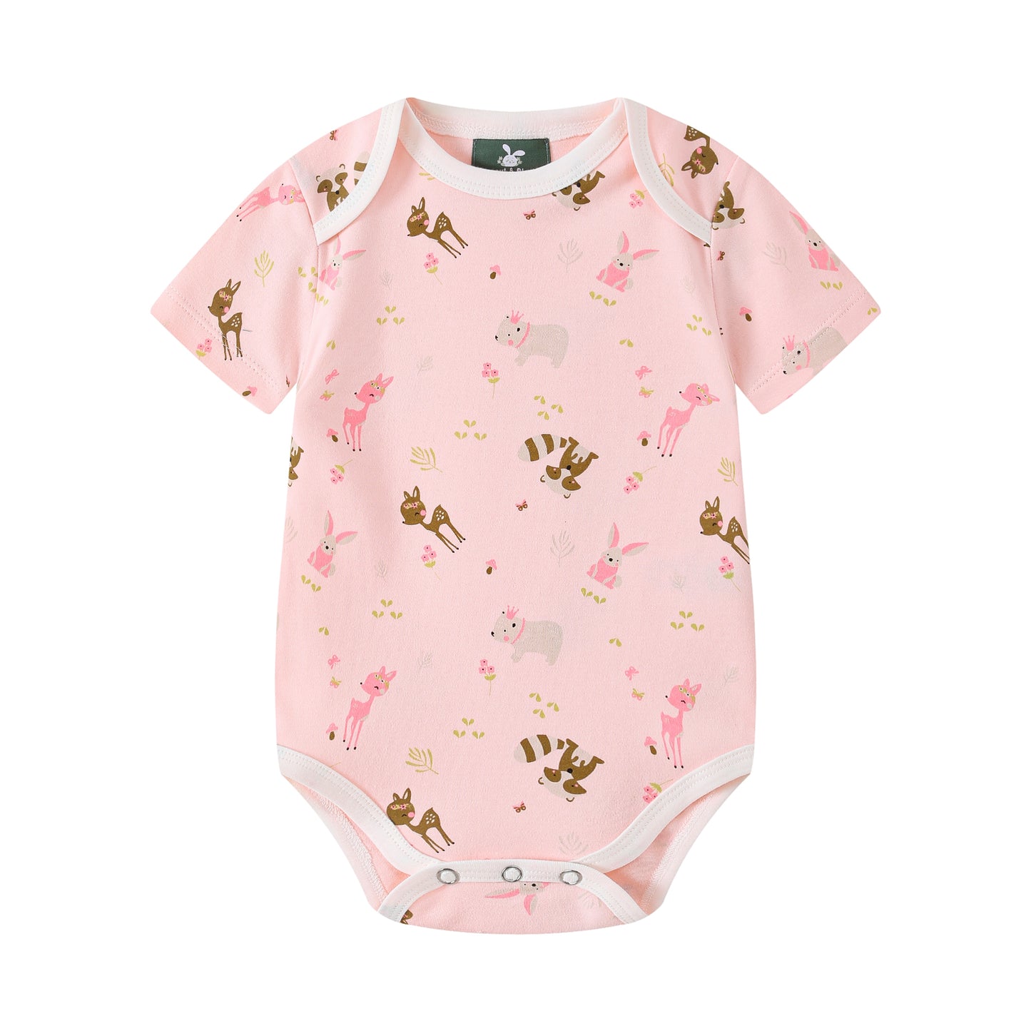 Short Sleeve Deer Print-Pink Bodysuit