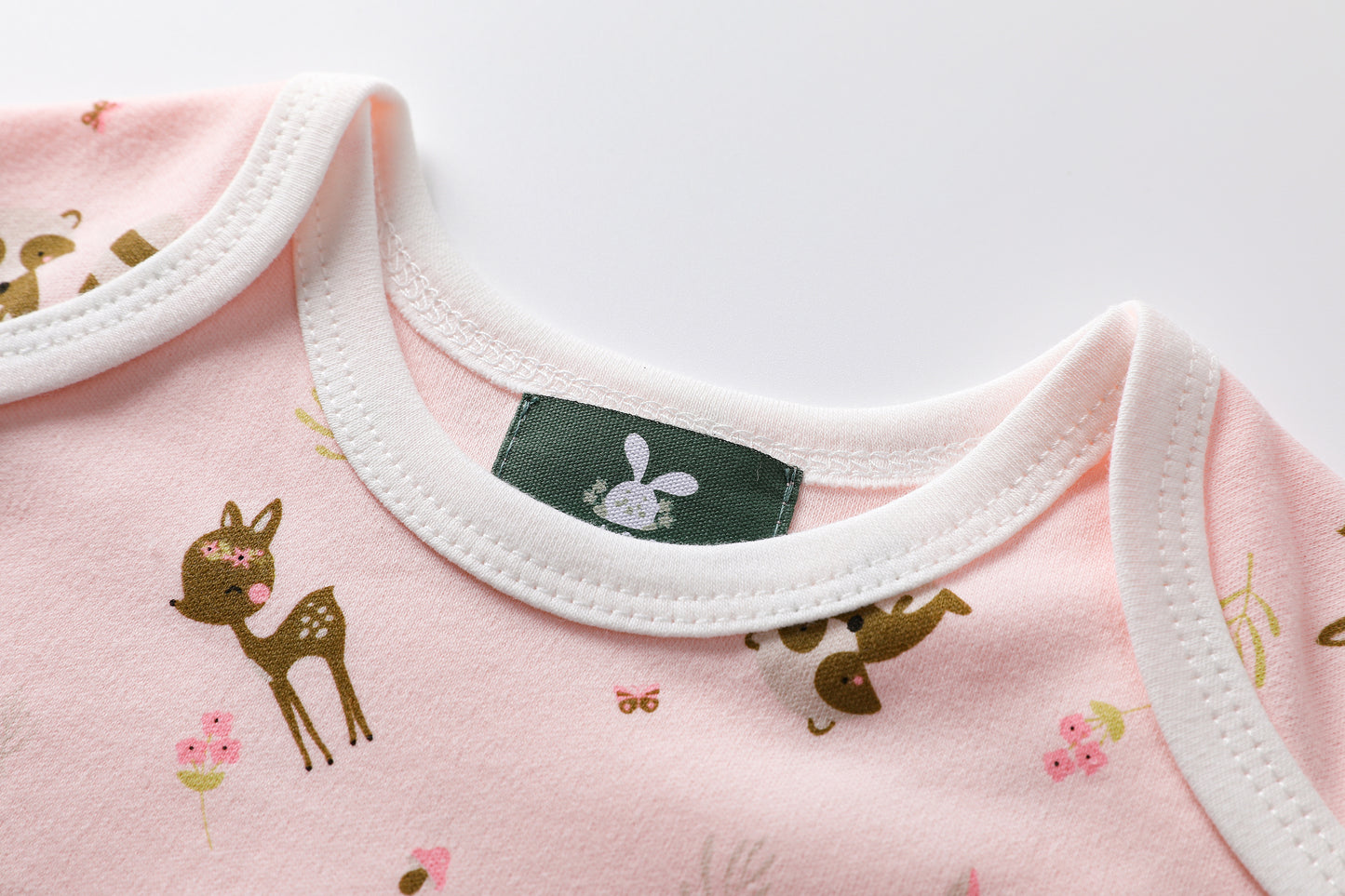 Short Sleeve Deer Print-Pink Bodysuit