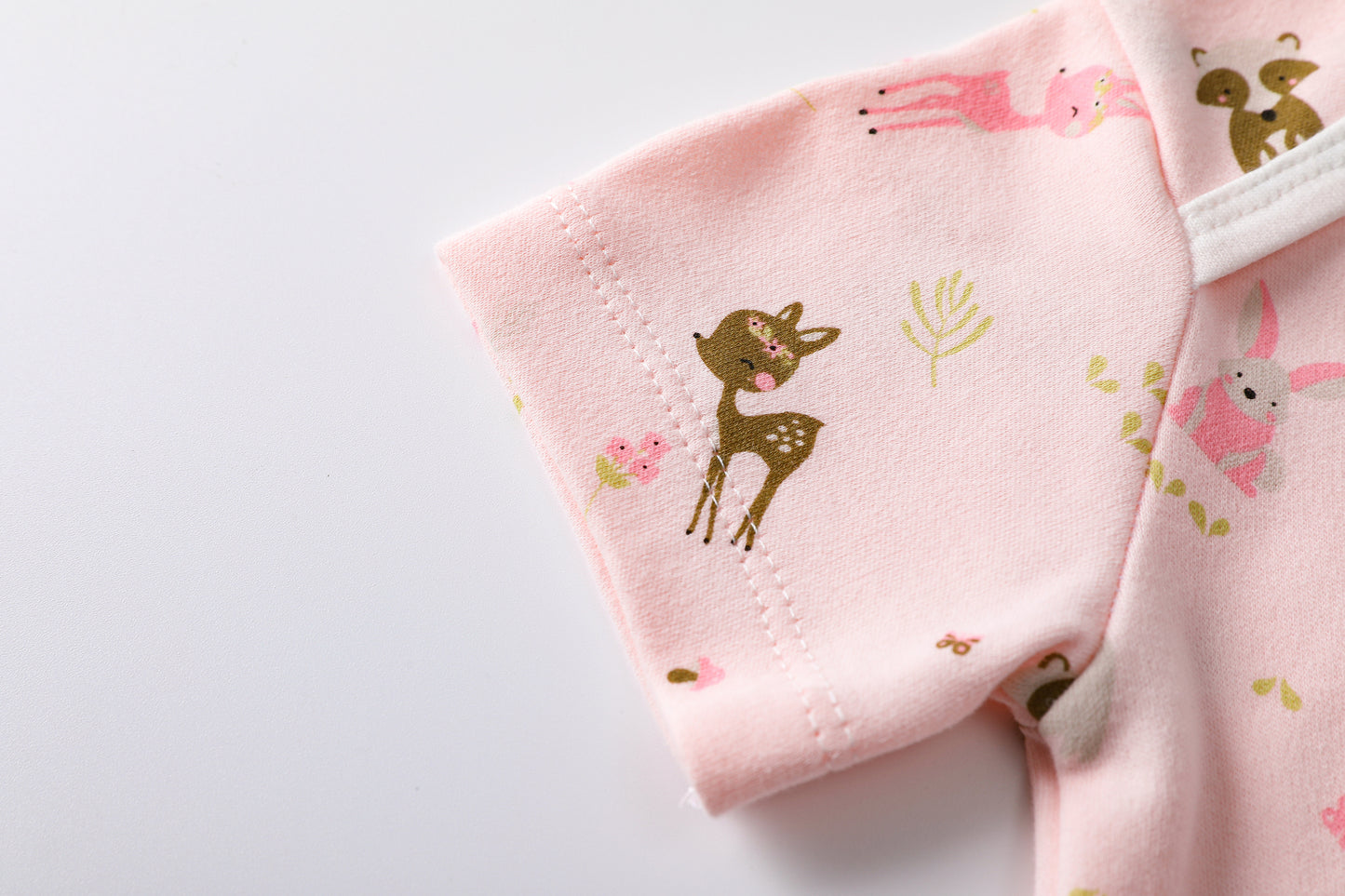 Short Sleeve Deer Print-Pink Bodysuit