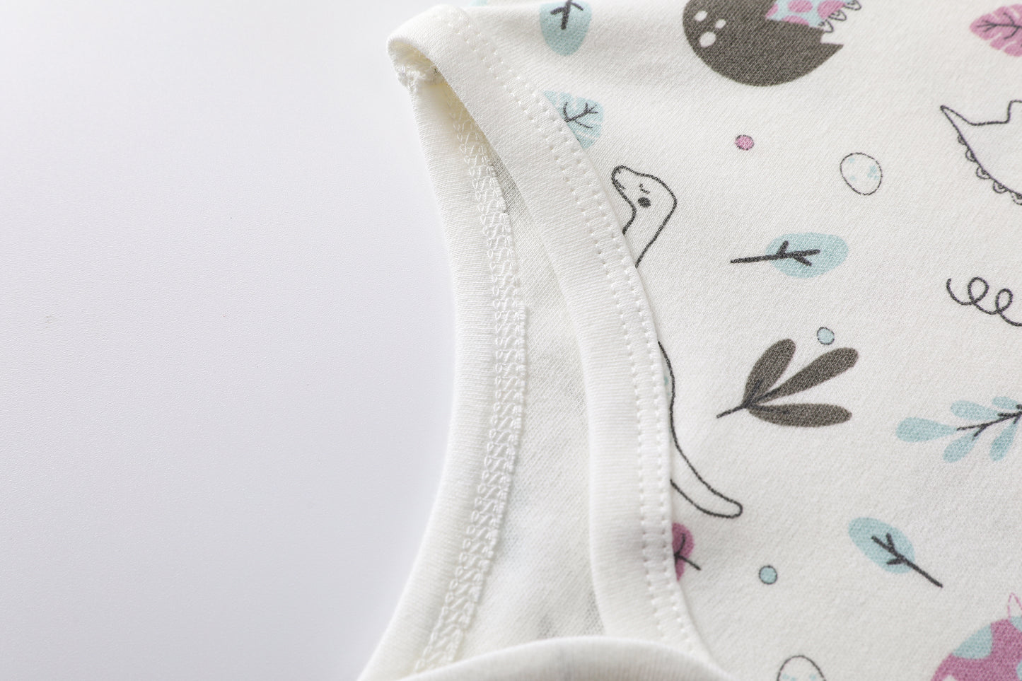 Short Sleeve Dino Print-White Bodysuit