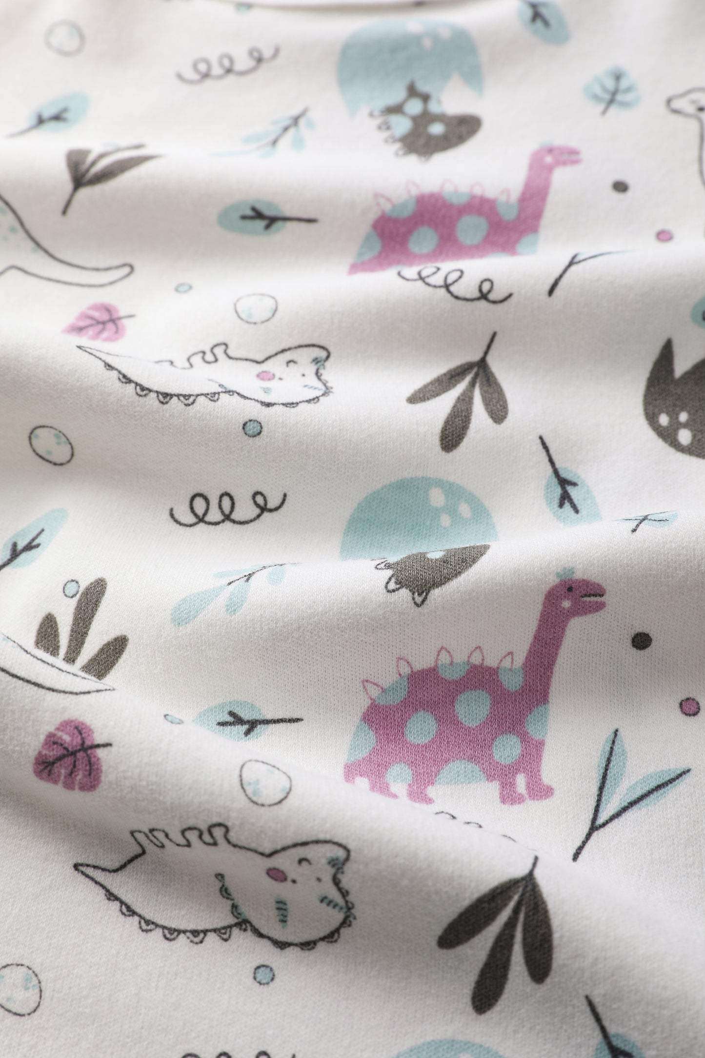 Short Sleeve Dino Print-White Bodysuit