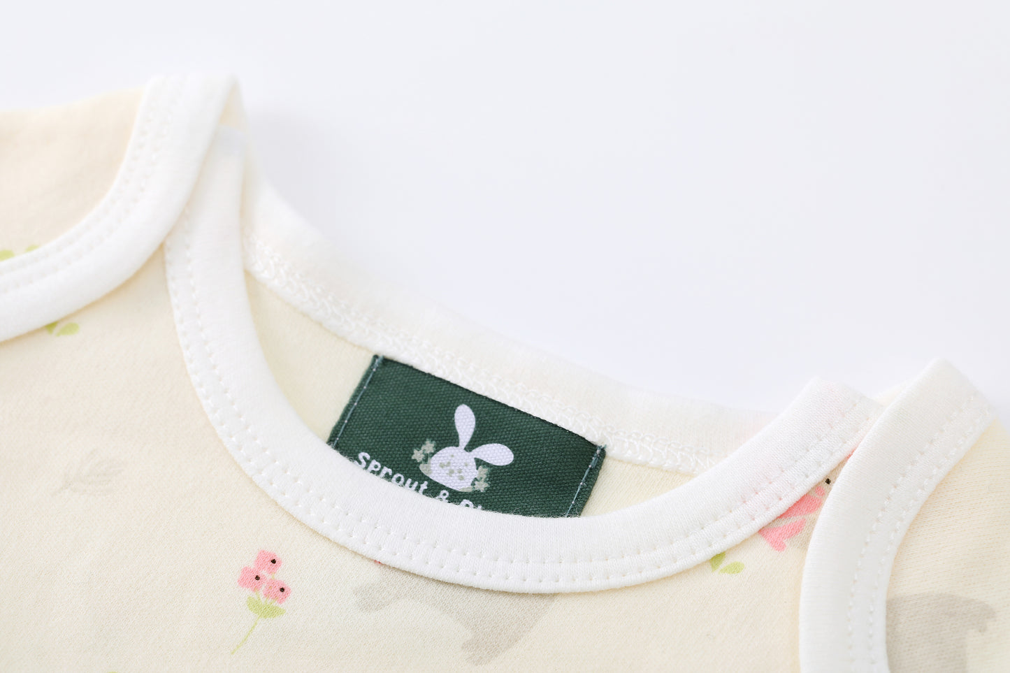 Short Sleeve Deer Print-White Bodysuit
