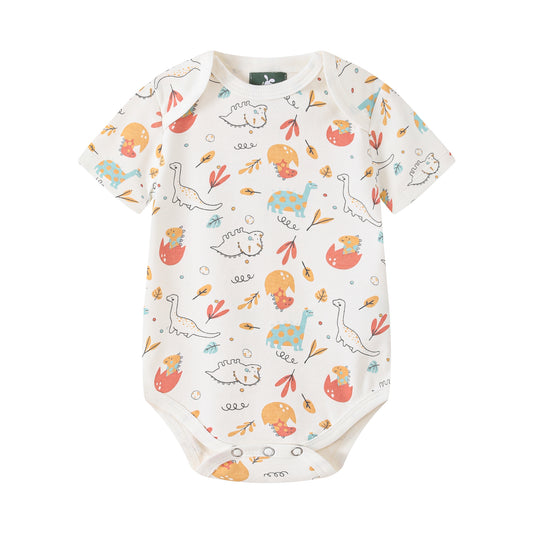 Short Sleeve Yellow Dino Print-Bodysuit