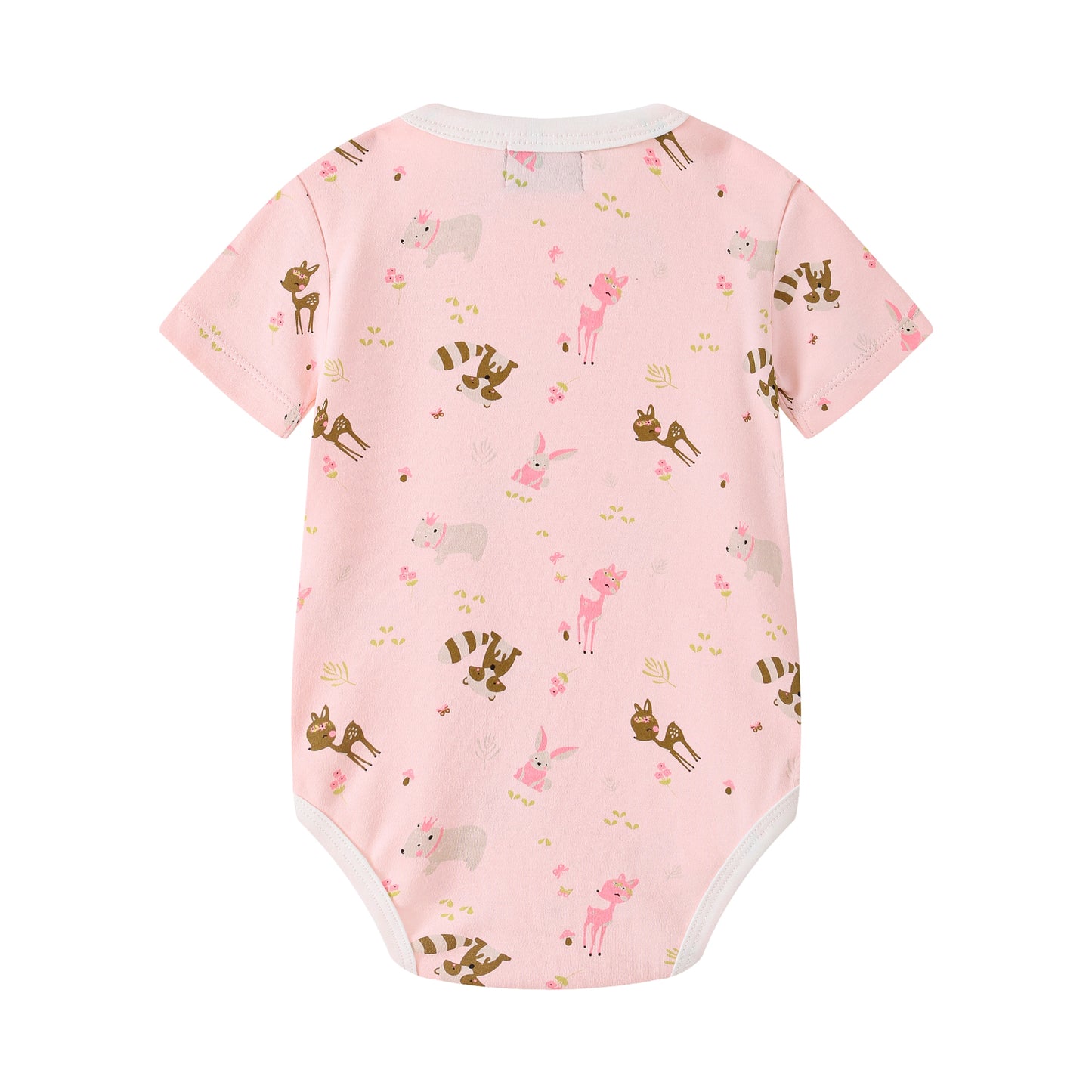 Short Sleeve Deer Print-Pink Bodysuit