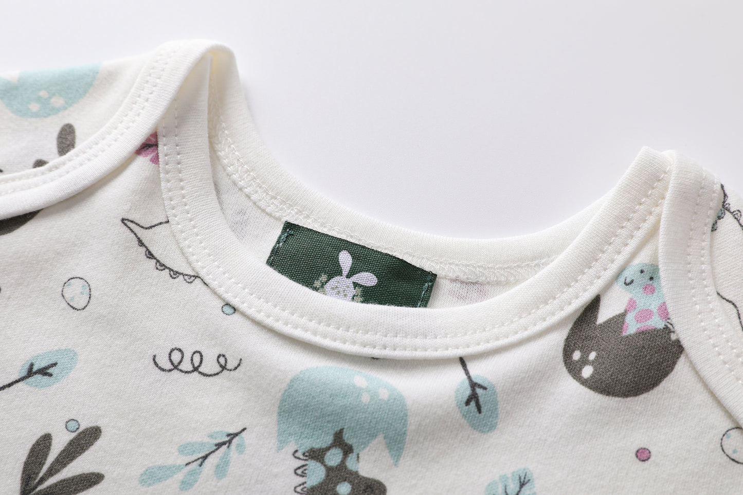 Short Sleeve Dino Print-White Bodysuit