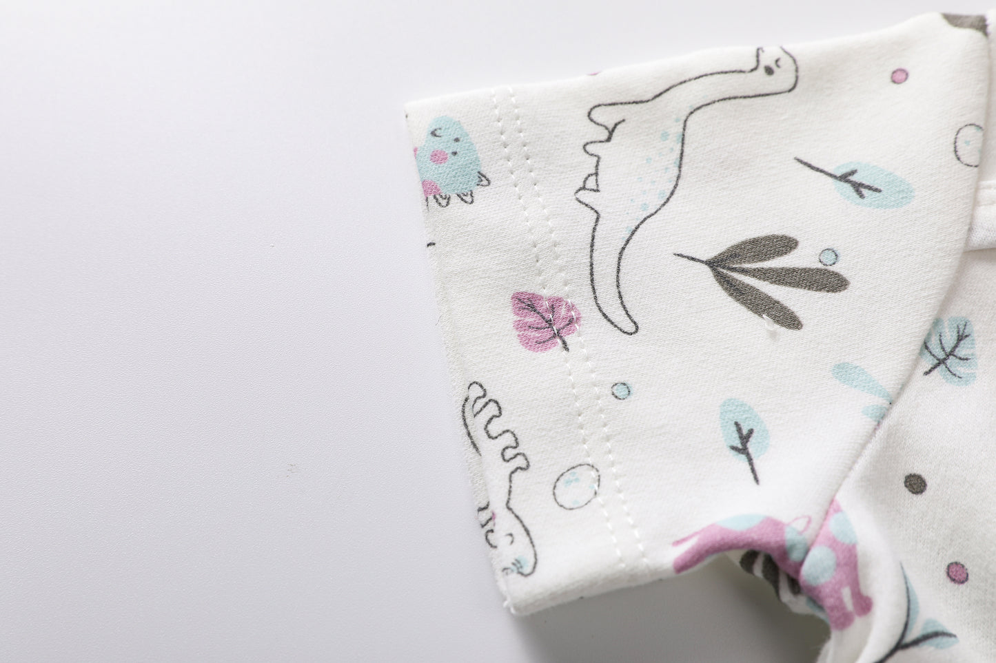 Short Sleeve Dino Print-White Bodysuit